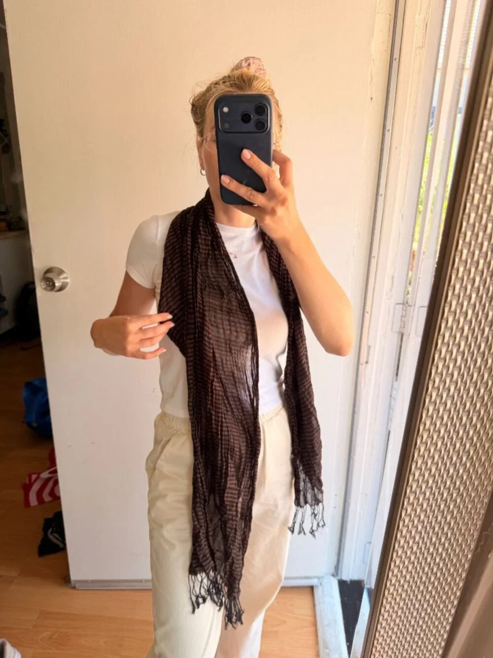 y2k festival brown scarf